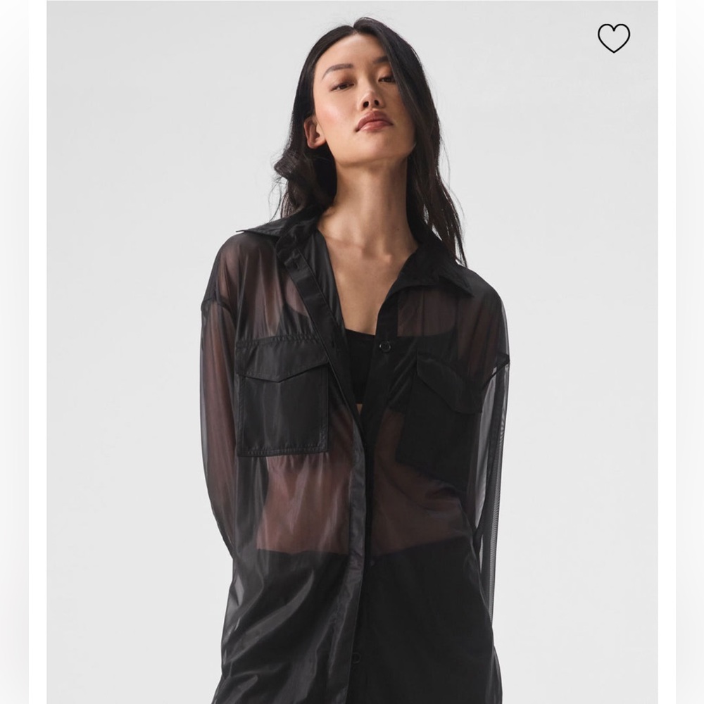 Sheer Effusion Button Down Long Sleeve - Black